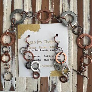 Upcycled Washer Earrings and Bracelet NWT Megan Joy Chapman
